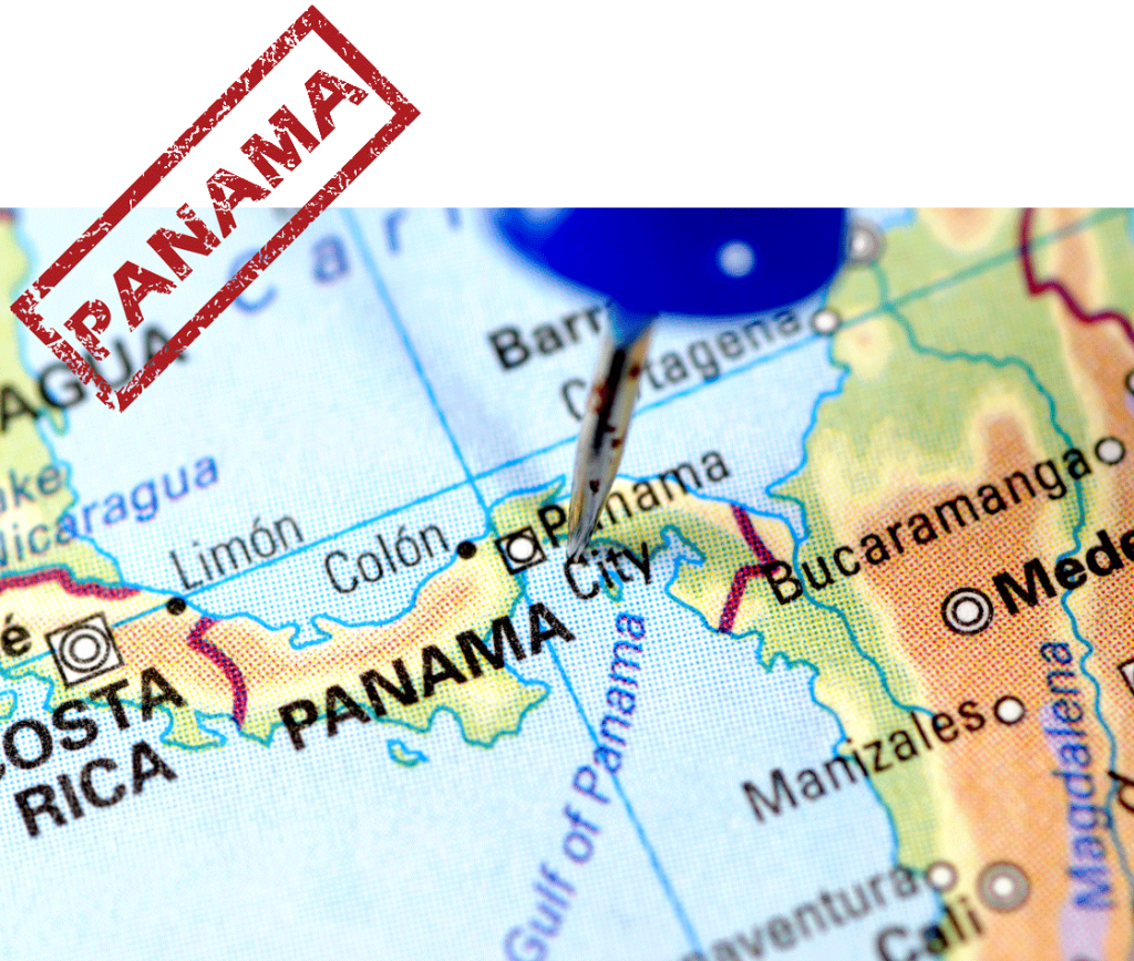 panama map and passport stamp
